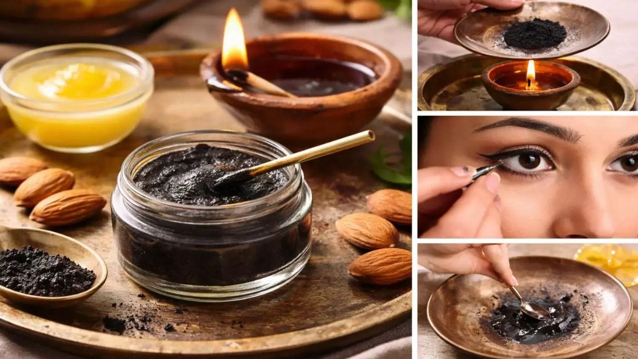 દેશી કાજલ કેવી રીતે લગાવવું: દેશી કાજલ લગાવતા પહેલા તમારા હાથ અને આંખોની આસપાસના વિસ્તારને સારી રીતે સાફ કરો. સ્વચ્છ કાજલ સ્ટીક,  અથવા આંગળીનો ઉપયોગ કરીને, ખૂબ ઓછી માત્રામાં કાજલ લો અને તેને આંખોની વોટરલાઈન પર હળવા હાથે લગાવો. વધુ પડતું કાજલ લગાવવાથી તે ફેલાઈ શકે છે, તેથી ઓછી માત્રામાં લગાવવું શ્રેષ્ઠ છે.
