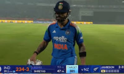 Breaking News: IND vs NZ 1st ODI: વડોદરા વનડેમાં માત્ર સાત રને સેન્ચ્યુરી ચૂકી ગયો વિરાટ, 93 રને આઉટ