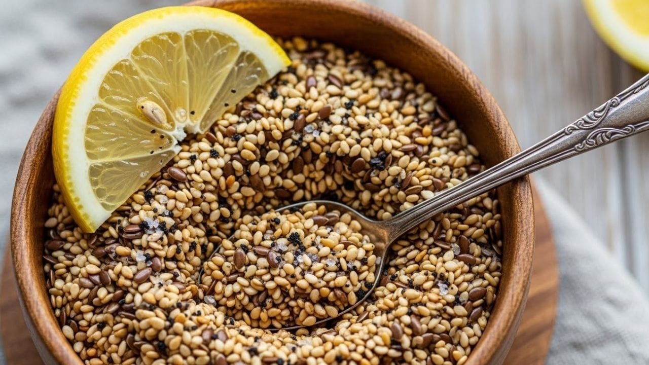 તલ અને અળસીના બીજ સમાન પ્રમાણમાં લઈને હળવેથી શેકી લો. ત્યારબાદ તેમાં કાળું મીઠું અને લીંબુનો રસ ભેળવી લો અને ભોજન બાદ એક ચમચી જેટલું સેવન કરો. આ ઉપાય પાચનક્રિયાને સક્રિય બનાવે છે અને શરીરમાં કેલ્શિયમના યોગ્ય શોષણમાં મદદરૂપ બને છે. ( Credits: AI Generated )