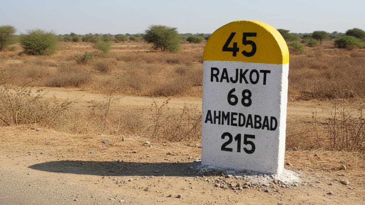 હાઇવે પર જો તમને નીચે પીળો અને સફેદ રંગ ધરાવતા માઇલસ્ટોન દેખાય, તો તે રાષ્ટ્રીય ધોરીમાર્ગની ઓળખ આપે છે. આવા માર્ગો દેશના મહત્વના શહેરો અને રાજ્યોને એકબીજા સાથે જોડે છે અને લાંબા અંતરની તથા ઝડપી વાહનવ્યવહાર માટે રચાયેલ હોય છે. આ માર્ગોની દેખરેખ અને જાળવણી રાષ્ટ્રીય ધોરીમાર્ગ સત્તામંડળ (NHAI) દ્વારા કરવામાં આવે છે. જેમ કે શ્રીનગરથી કન્યાકુમારી સુધીનો NH-44 અથવા દિલ્હીથી કોલકાતા જોડતો NH-19. પીળો રંગ અલગ અલગ ભૂગોળ અને હવામાનની સ્થિતિમાં પણ સ્પષ્ટ દેખાય તે માટે અપનાવવામાં આવે છે. ( Credits: AI Generated )