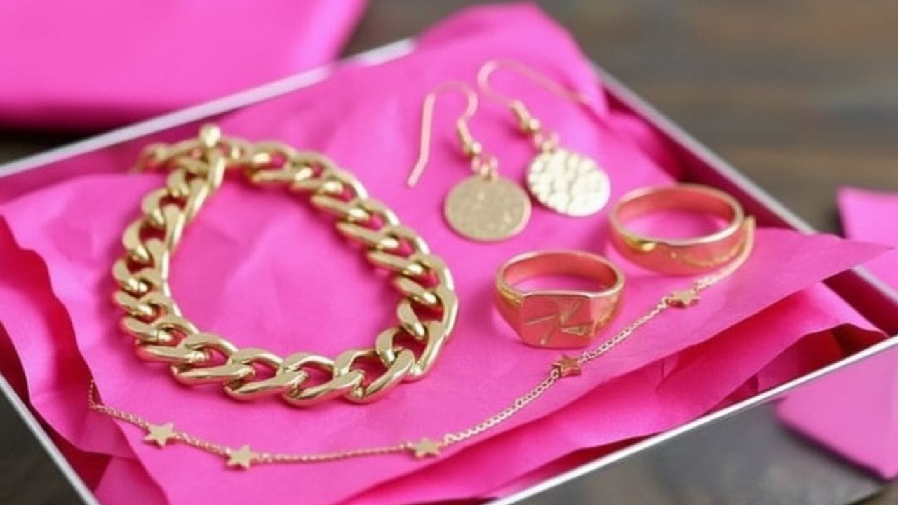 ગુલાબી રંગ સોનાની કુદરતી પીળાશને વધુ ઉજાગર કરે છે, જેના કારણે દાગીના વધુ ઝગમગતા અને કિંમતી દેખાય છે. આ પ્રકારના પેકિંગમાં મુકાયેલા આભૂષણો વધુ આકર્ષણ ઊભું કરે છે, એટલે જ ગ્રાહકોને ગુલાબી આવરણમાં રજૂ થયેલા દાગીના ખાસ પસંદ પડે છે. ( Credits: AI Generated )