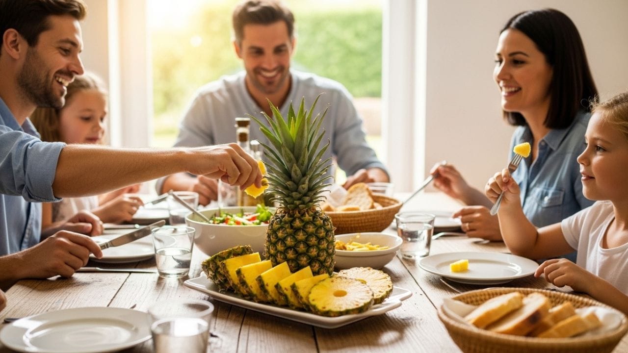 અનાનસ (Pineapple: અનાનસમાં બ્રોમેલેન નામનું એન્ઝાઇમ હોય છે. ખાલી પેટે તેનું સેવન કરવાથી પેટમાં સોજો, ગેસ અને ભારેપણું અનુભવાય છે.