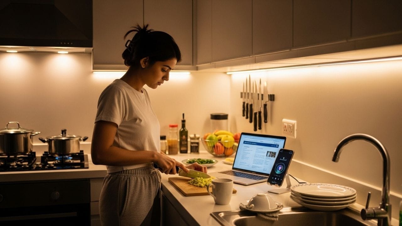 તાજેતરના વર્ષોમાં, અનેક મહિલાઓ લાંબા સમય સુધી ફોન યુઝ સાથે સાથે ઓફિસમાં Screen Timeથી થકાવટ, આંખમાં દુખાવો અને મૂડ સ્વિંગ્સનો સામનો કરી રહી છે. આ હોર્મોનલ અસંતુલનને વધારી શકે છે. (Image Credit source: AI)
