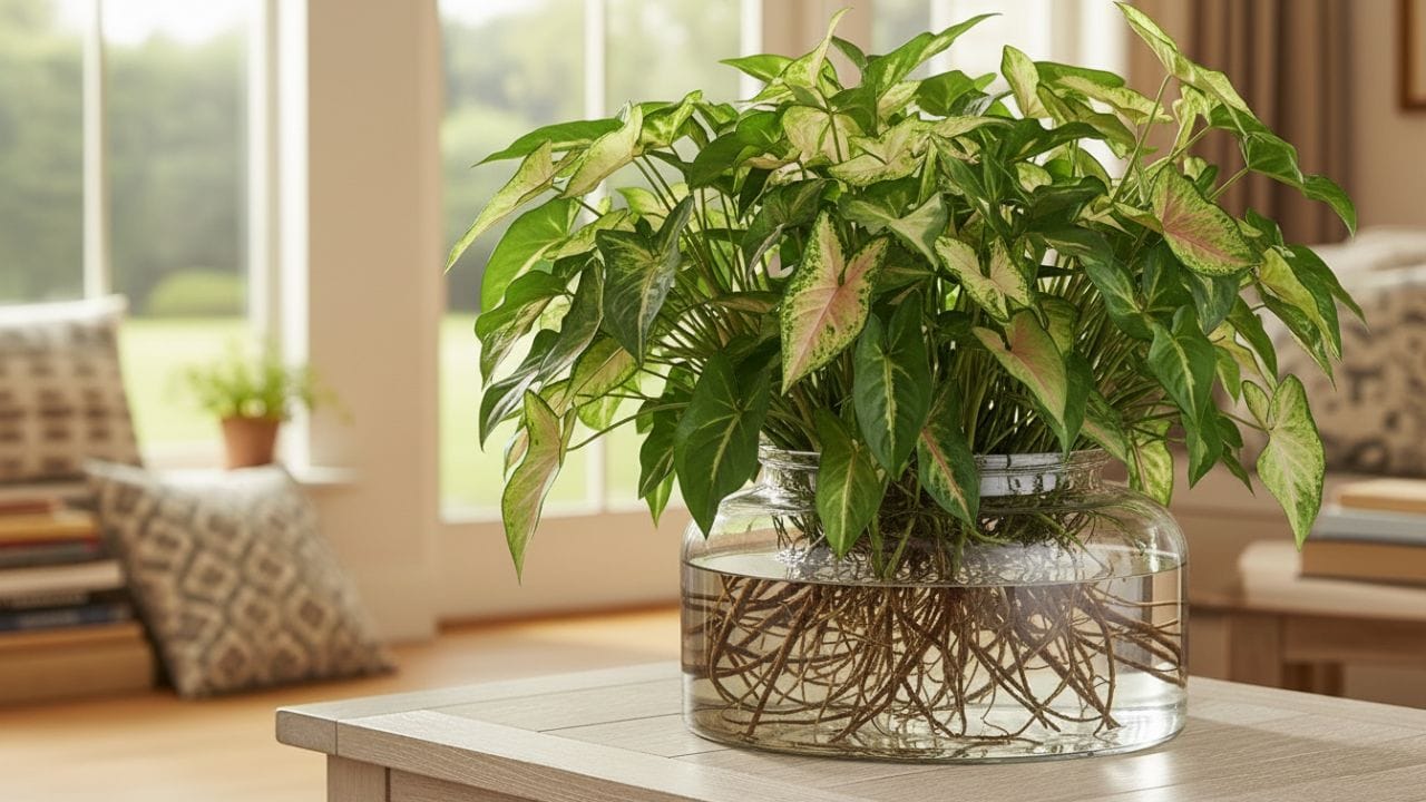 સિંગોનિયમ પ્લાન્ટ (Syngonium Plant) : મેક્સિકન પેટુનિયા (Mexican Petunia) : મોટાભાગે પાણીમાં ઉગતા છોડમાં ફૂલો નથી આવતા, પણ મેક્સિકન પેટુનિયા આ વાતને ખોટી સાબિત કરે છે. આ એક દુર્લભ છોડ છે જે પાણીમાં હોવા છતાં ફૂલો આપે છે. તેની 4-5 અઠવાડિયા જૂની કટિંગ પાણીમાં લગાવો, 2 મહિનામાં તે સંપૂર્ણ રીતે વિકસી જશે અને તમારું ઘર ફૂલોથી મહેકી ઉઠશે.'એરોહેડ' પ્લાન્ટ તરીકે જાણીતો આ છોડ તેની સુંદર બનાવટ માટે લોકપ્રિય છે. તેની કટિંગ પાણીમાં મૂક્યાના માત્ર 2 અઠવાડિયામાં મૂળ છોડવા લાગે છે. તે ઓફિસ ડેસ્ક કે કિચનની બારી પાસે રાખવા માટે એક ઉત્તમ વિકલ્પ છે.