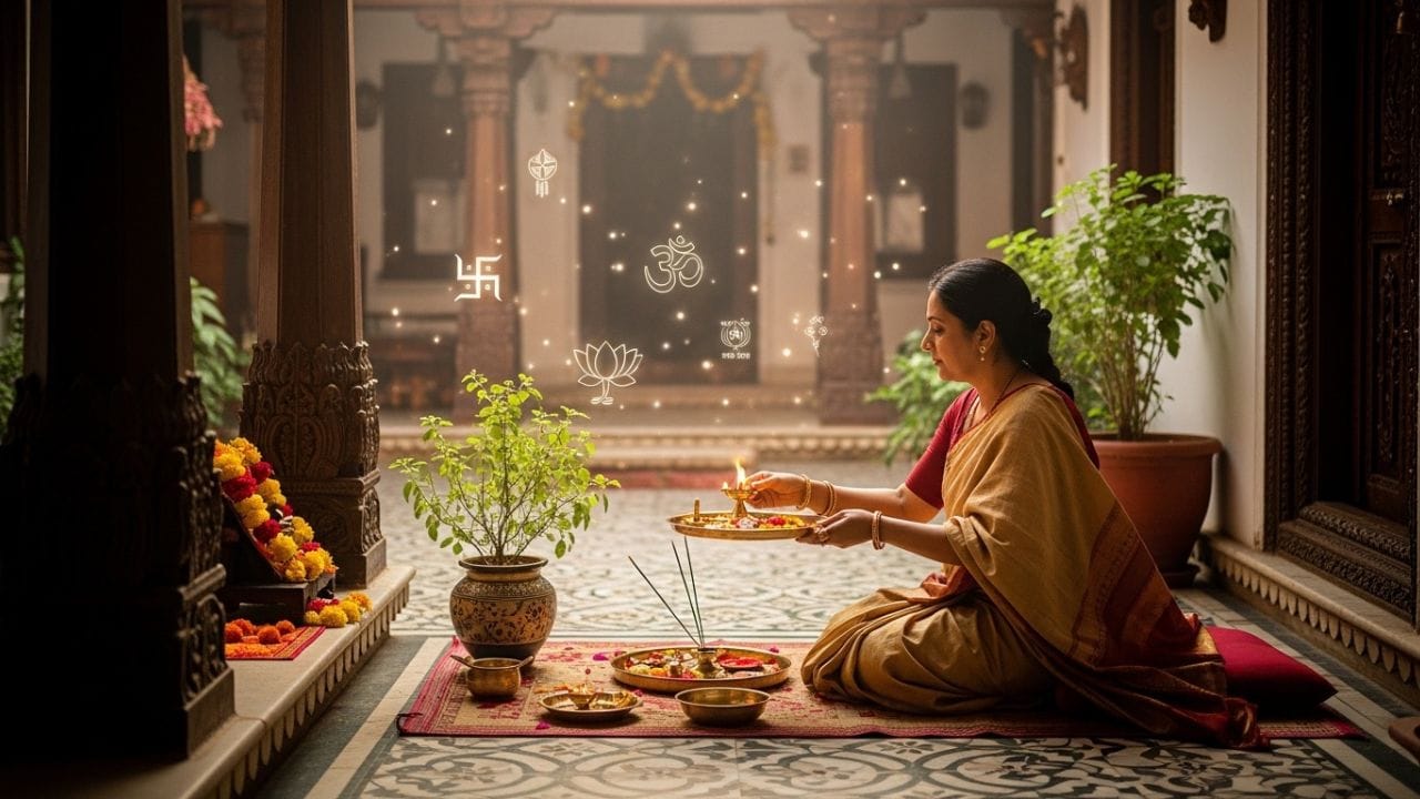 તુલસી અથવા અન્ય શુભ છોડ ઘરના પૂર્વ અથવા ઉત્તર-પૂર્વ દિશામાં રાખો અથવા ઉગાડો. આથી વાતાવરણમાં પોઝિટિવ ઊર્જા વહે છે અને કુટુંબમાં સુખ-શાંતિ રહે છે. (Image Credit source: AI)