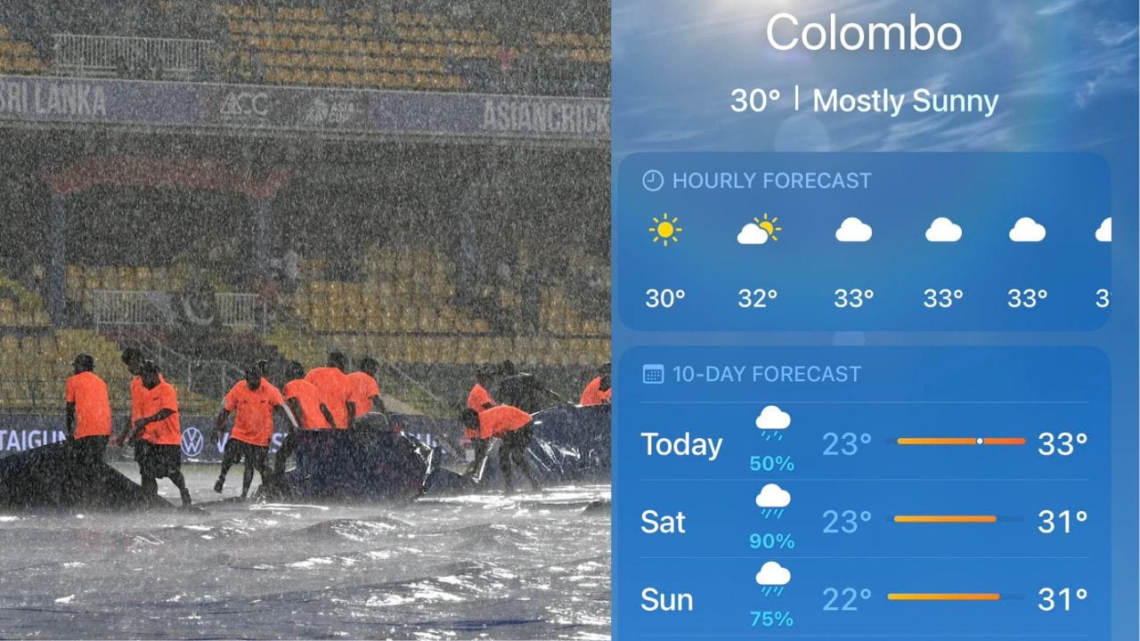 હવામાન માહિતી આપતી સંસ્થા AccuWeather મુજબ, મેચના દિવસે અંદાજે ચાર કલાક વરસાદ પડી શકે છે. સાથે જ 26 ટકા તોફાનની શક્યતા પણ વ્યક્ત કરવામાં આવી છે. જો આગાહી સાચી સાબિત થાય તો મેચમાં વિલંબ અથવા રદ થવાની સ્થિતિ સર્જાઈ શકે છે. આયોજકો પરિસ્થિતિ પર સતત નજર રાખી રહ્યા છે.