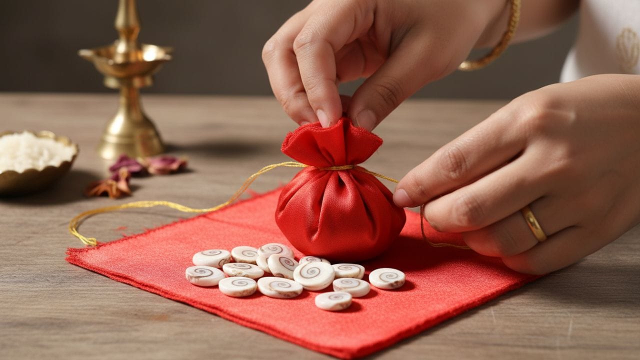 વિધિ પૂર્ણ થયા બાદ ગોમતી ચક્રોને ઘરે લઈ આવી સાવધાનીથી સ્વચ્છ લાલ અથવા પીળા રંગના કપડામાં બાંધી નાની પોટલી તૈયાર કરવી. વાસ્તુ માન્યતાઓ મુજબ આ પોટલીને ઘરની ઉત્તર દિશામાં અથવા જ્યાં તમે પૈસા અને કિંમતી વસ્તુઓ રાખો છો તેવી તિજોરીમાં સ્થાપિત કરવી શુભ માનાય છે. ઉત્તર દિશા ધન અને સમૃદ્ધિ સાથે જોડાયેલી માનવામાં આવે છે, તેથી અહીં ગોમતી ચક્ર રાખવાથી નાણાકીય સ્થિરતા વધે અને નવા આવકના માર્ગો ઉભા થવાની માન્યતા છે. ( Credits: AI Generated )