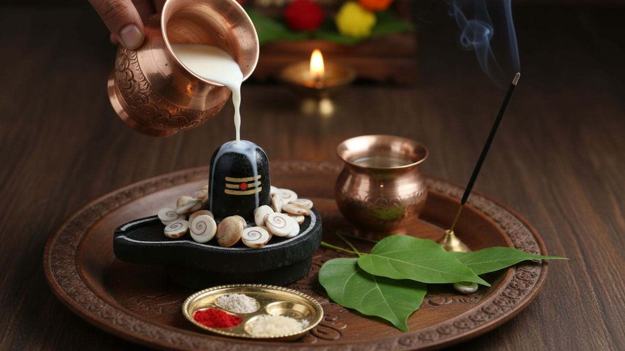 મહાશિવરાત્રીના શુભ પ્રસંગે ભગવાન શિવની આરાધનામાં એવી ચીજો અર્પણ કરવી ઉત્તમ માનાય છે જે તેમને પ્રિય ગણાય છે, જેમ કે બીલીપત્ર, દૂધ, જળ અને પવિત્ર દ્રવ્યો. ભક્તિભાવથી આ અર્પણ કરવાથી પૂજાનું ફળ વધુ શુભ મળે છે એવી માન્યતા છે. સાથે સાથે, આ દિવસે ઘરના મુખ્ય દરવાજા પાસે અને ઉત્તર-પૂર્વ ખૂણામાં ગાયના ઘીનો દીવો પ્રગટાવવો પણ શુભ માનવામાં આવે છે. કહેવામાં આવે છે કે આવું કરવાથી ઘરમાં શુદ્ધતા, શાંતિ અને સકારાત્મક ઉર્જાનું પ્રવેશ વધે છે. ( Credits: AI Generated )