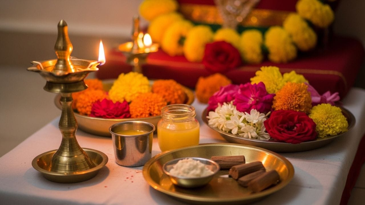 જો તમને પણ પૂજાની વસ્તુઓ વિશે ગૂંચવણ હોય, તો સરળ રીતે સમજો કે કેટલીક સામગ્રી ફરી વાપરી શકાય છે, જ્યારે કેટલીકનો પુનઃઉપયોગ કરવો યોગ્ય માનવામાં આવતો નથી. ( Credits: AI Generated )