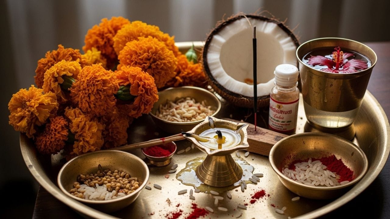 પ્રસાદ, પાણી, ફૂલ, માળા, ચંદન, કુમકુમ, અગરબત્તી, નારિયેળ, અખંડ ચોખા તેમજ દીવામાં બચેલું તેલ કે ઘી જેવી અર્પિત વસ્તુઓને ફરી પૂજામાં વાપરવું યોગ્ય માનવામાં આવતું નથી, કારણ કે એકવાર અર્પણ થયા પછી તેમની પવિત્રતા ઓછી થઈ જાય છે. ( Credits: AI Generated )