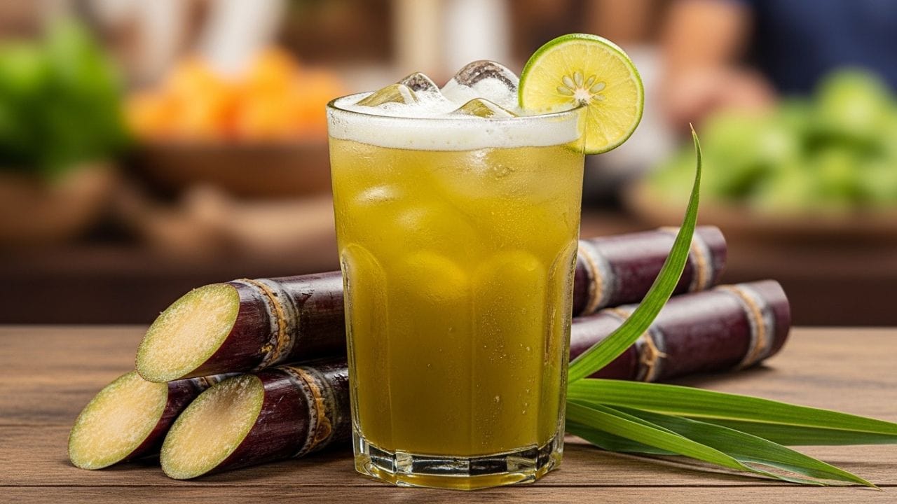 પરંતુ શેરડીનો રસમાં શુગરનું પ્રમાણ વધારે હોવાથી, રોજિંદા Hydration માટે વધુ માત્રામાં લેવો યોગ્ય નથી. (Image Credit Source: AI)