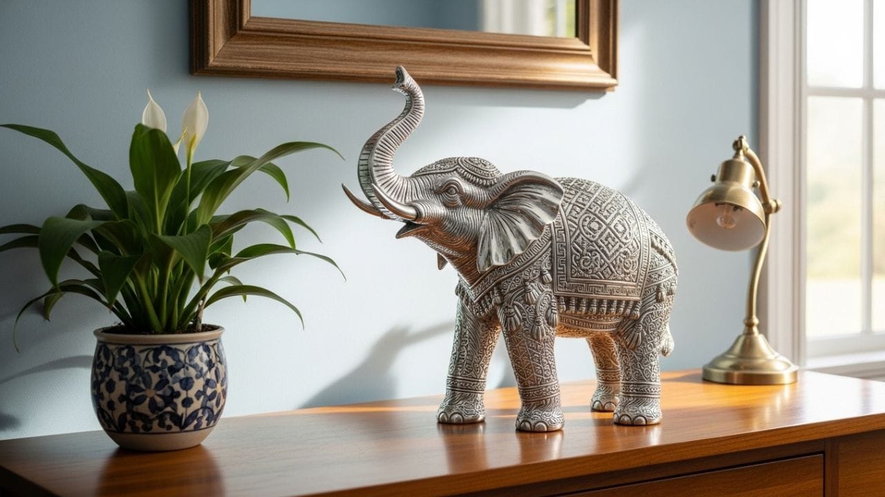 જો તમે ઘર માટે હાથીની પ્રતિમા રાખવા માંગતા હો, તો ચાંદી, પિત્તળ અથવા આરસપહાણમાંથી બનેલી મૂર્તિ પસંદ કરવી અનુકૂળ માનવામાં આવે છે. વાસ્તુ માન્યતાઓ મુજબ આ સામગ્રીમાંથી બનેલા હાથી શુભતા અને સકારાત્મક ઊર્જાનું પ્રતિક ગણાય છે. યોગ્ય ધાતુની પસંદગી સાથે સાથે તેને યોગ્ય દિશામાં સ્થાપિત કરવાથી ઘરનું ઊર્જા સંતુલન સુધારવામાં મદદ મળે છે અને માહોલ વધુ અનુકૂળ બને છે. ( Credits: AI Generated )