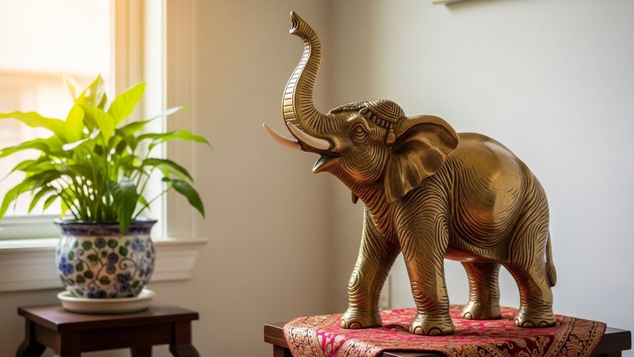 વાસ્તુશાસ્ત્ર મુજબ ઘરમાં હાથીની પ્રતિમા રાખતી વખતે કેટલીક બાબતો ધ્યાનમાં રાખવી જરૂરી માનવામાં આવે છે, કારણ કે તે ઘરની ઊર્જા અને વાતાવરણ પર પ્રભાવ પાડે છે. સામાન્ય રીતે એકલા હાથી કરતાં હાથીઓની જોડી રાખવી વધુ શુભ ગણાય છે. હાથીની સૂંઢ ઉપર ઉઠેલી હોય તો તે સદભાગ્ય અને વૃદ્ધિનું પ્રતિક માનવામાં આવે છે, જ્યારે નીચે વળેલી સૂંઢ સંતાનસુખ સાથે જોડાયેલી માન્યતા ધરાવે છે. ઘરનાં મુખ્ય દરવાજા પાસે સુરક્ષા અને સકારાત્મક માહોલ માટે હાથીની જોડી એવી રીતે સ્થાપિત કરવી કે તેમની સૂંઢ અને દિશા ઘરની અંદર તરફ હોય. હાથીનું મુખ બહારની બદલે અંદરની તરફ રહે તે પણ શુભ માનવામાં આવે છે. ( Credits: AI Generated )