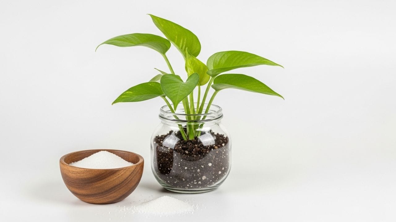 વાસ્તુશાસ્ત્રની માન્યતાઓ પ્રમાણે મની પ્લાન્ટની માટીમાં થોડી માત્રામાં ખાંડ ઉમેરવાથી તેની વૃદ્ધિ ઝડપી બને છે. ખાંડને ઘરના સુમેળ, મીઠાશ અને સમૃદ્ધિનું પ્રતીક માનવામાં આવે છે. એવો વિશ્વાસ છે કે આ સરળ ઉપાયથી ઘરનું વાતાવરણ આનંદમય બને છે, આર્થિક નુકસાનથી બચાવ થાય છે અને રાહુ સંબંધિત અશુભ અસરોમાં ઘટાડો થાય છે. ( Credits: AI Generated )