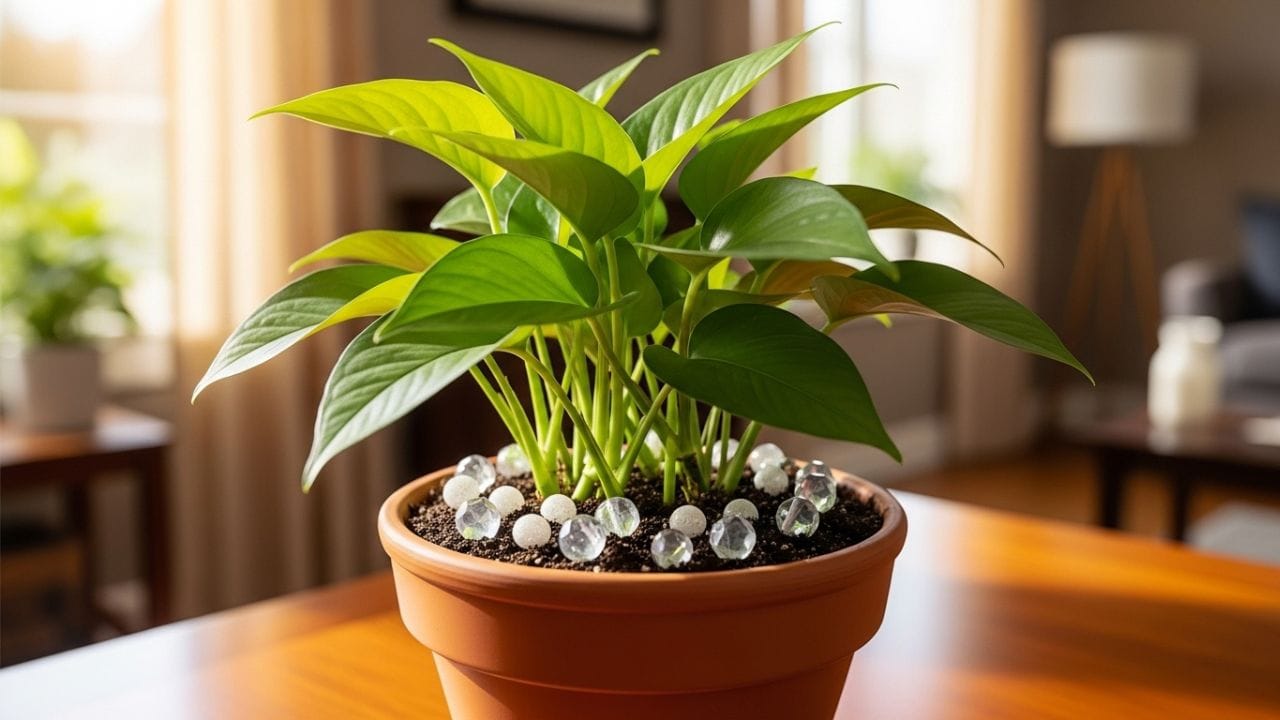 મની પ્લાન્ટની આજુબાજુ નાની સફેદ માળા અથવા સ્ફટિકો મૂકવામાં આવે તો ઘરમાં સકારાત્મક ઊર્જાનું સંચાલન વધુ મજબૂત થાય છે. આ ઉપાયથી ઘરનું વાતાવરણ શાંત અને સુખમય બને છે સાથે, નાણાકીય સમૃદ્ધિ અને શાંતિની લાગણી વધે છે. ( Credits: AI Generated )
