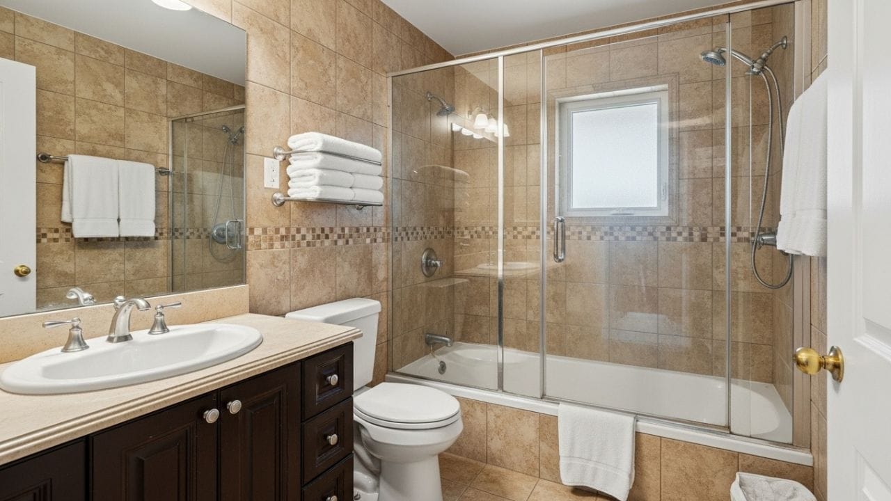 વોશરૂમ એવી જગ્યા છે જ્યાં વ્યક્તિ તાજગી માટે જઈ શકે અને હાથ-મોં ધોઈ શકે. અહીં સામાન્ય રીતે વોશબેસિન, કોમોડ અને અરીસો હોય છે, પરંતુ નહાવાની વ્યવસ્થા નથી હોતી. મોલ, શાળા, સિનેમા હોલ અને ઓફિસ જેવા જાહેર સ્થળોએ વધુ પડતા વોશરૂમ જોવા મળે છે. તે બાથરૂમ કરતાં નાનું હોય છે અને મુખ્યત્વે હાથ ધોવા તથા ફ્રેશ થવા માટે ઉપયોગ થાય છે. ( Credits: AI Generated )