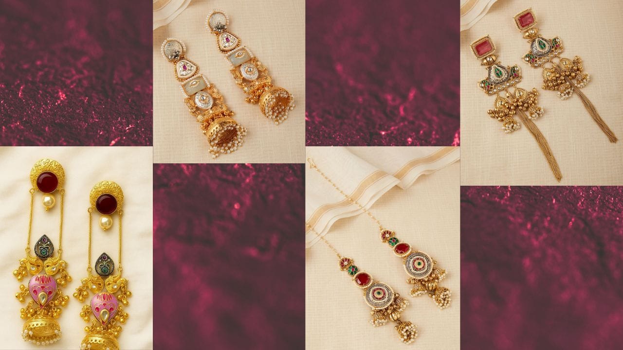 જો તમે ભીડમાંથી અલગ દેખાવા માંગો છો અને તમારા લુકમાં સ્ટાઇલિશ અને એલેગન્ટ ટચ ઉમેરવા માંગો છો, તો સામાન્ય ઈયરરિંગની જગ્યાએ આ 'ગોલ્ડ પ્લેટેડ જડાઉ કુંદન કાશ્મીરી ઈયરરિંગ્સ' અજમાવી શકો છો. આ ઈયરરિંગ્સ તમારા ચહેરાની સુંદરતા વધારશે અને રોયલ લુક આપશે. (Image Credit Source: Social Media)