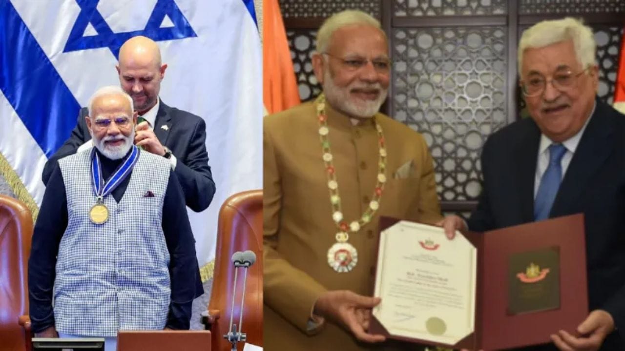 પ્રધાનમંત્રી નરેન્દ્ર મોદી એવા દુર્લભ વૈશ્વિક નેતાઓમાંના એક છે જેમને ઇઝરાયલ અને પેલેસ્ટાઇન બંને તરફથી સર્વોચ્ચ સન્માન પ્રાપ્ત થયું છે. 2018 માં, પ્રધાનમંત્રી મોદીને ગ્રાન્ડ કોલર ઓફ ધ સ્ટેટ ઓફ પેલેસ્ટાઇનથી નવાજવામાં આવ્યા હતા, જે વિદેશી નેતાઓ માટે પેલેસ્ટાઇનનો સર્વોચ્ચ સન્માન છે.
