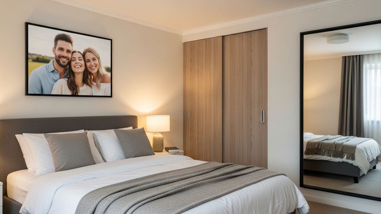 ઘરમાં રાખતા ફોટા હંમેશા ખુશ અને સ્મિતભરી ક્ષણોના હોવા જોઈએ. ઉદાસ અથવા ગુસ્સાવાળા ફોટા ટાળવા, કારણ કે તે નકારાત્મકતા વધારી શકે છે. બંને સાથે ખુશ દેખાતો ફોટો સંબંધમાં પ્રેમ અને નજીકપણું જાળવવામાં મદદરૂપ બને છે. ( Credits: AI Generated )