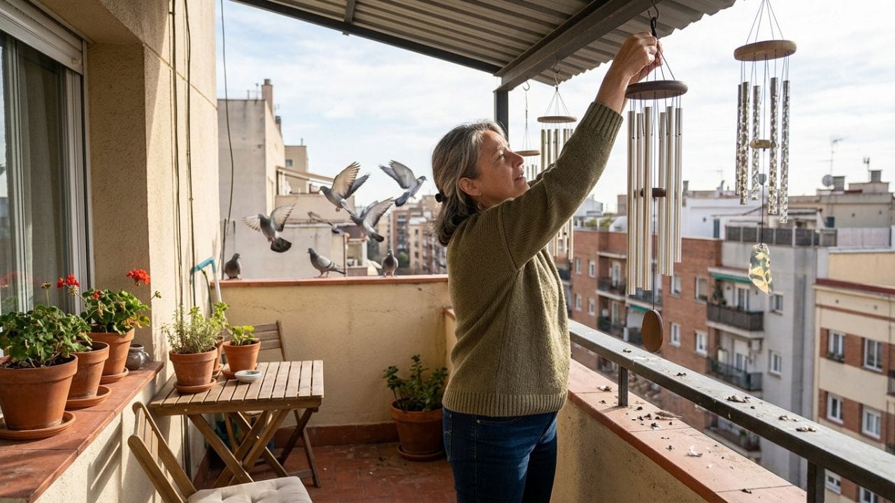 વિન્ડ ચાઇમ - અવાજથી ભગાડો: શાંત વાતાવરણમાં કબૂતરો વધુ આવે છે. બાલ્કનીમાં વિન્ડ ચાઇમ અથવા નાની ઘંટડીઓ લગાવો. પવનથી જ્યારે આ વસ્તુઓ વાગશે, ત્યારે તેનો અવાજ કબૂતરોને પરેશાન કરશે અને તેઓ ત્યાં રોકાશે નહીં.