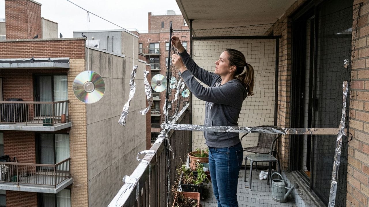 ચમકતી વસ્તુઓનો જાદુ: શું તમે જાણો છો કે કબૂતરો ચમકતી અને હલતી વસ્તુઓથી ડરે છે? તમારી બારી કે બાલ્કનીમાં જૂની CD, એલ્યુમિનિયમ ફોઈલ અથવા રિફ્લેક્ટિવ ટેપ લટકાવી દો. સૂર્યના કિરણો જ્યારે આના પર પડશે ત્યારે તેની ચમકથી કબૂતરો દૂર ભાગશે.