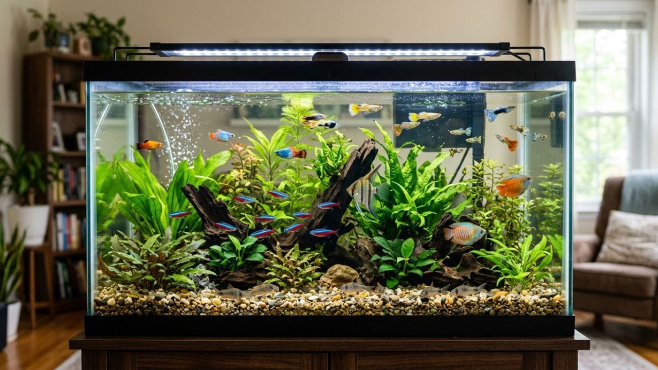 માછલી (Fish): સુખ-સમૃદ્ધિનું પ્રતીક વાસ્તુશાસ્ત્ર મુજબ માછલીઓને ઘરમાં રાખવી ખૂબ જ મંગળકારી માનવામાં આવે છે. ખાસ કરીને 'ગોલ્ડન ફિશ' રાખવાથી ઘરમાં ખુશહાલી આવે છે. યોગ્ય દિશા: ફિશ ટેન્ક અથવા એક્વેરિયમને ઘરની ઉત્તર-પૂર્વ કે દક્ષિણ-પૂર્વ દિશામાં રાખવું જોઈએ. આનાથી ઘરની નકારાત્મક ઉર્જા દૂર થાય છે અને ઉન્નતિના માર્ગ ખુલે છે.