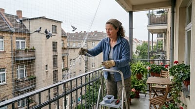 બર્ડ નેટ (જાળી) - સૌથી પાકો ઈલાજ: કબૂતરોને બાલ્કનીમાં આવતા રોકવાનો સૌથી સરળ અને કાયમી ઉપાય છે 'બર્ડ નેટ'. મજબૂત નાયલોનની જાળી લગાવવાથી કબૂતરો અંદર પ્રવેશી શકતા નથી. ખાસ ધ્યાન રાખવું કે જાળી બરાબર ફિટ હોય અને ક્યાંયથી પણ ખુલ્લી જગ્યા ન રહે.