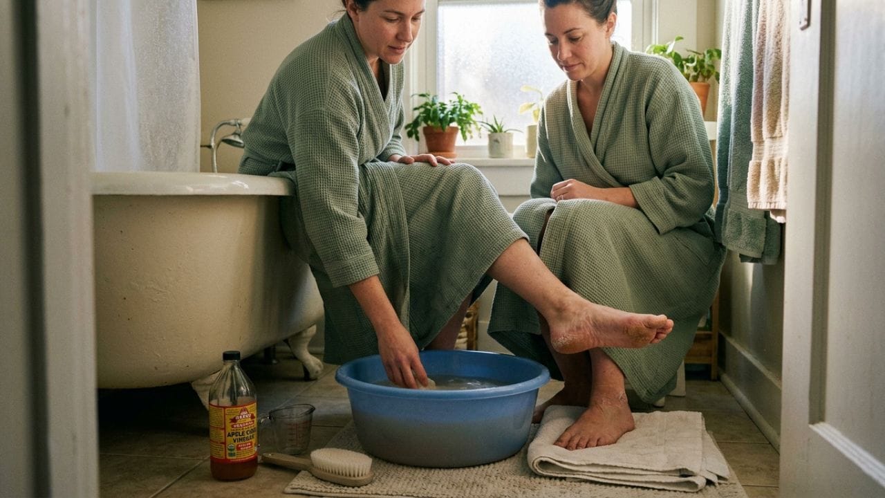 વિનેગરના કુદરતી ફાયદા: નેશનલ લાઈબ્રેરી ઓફ મેડિસિન મુજબ, વિનેગર (ખાસ કરીને એપલ સાઈડર વિનેગર) માં નેચરલ એસિડ અને એન્ટિ-માઈક્રોબિયલ તત્વો હોય છે. તે ત્વચા પર રહેલા હાનિકારક બેક્ટેરિયાનો નાશ કરે છે અને પસીનાને કારણે થતી દુર્ગંધને રોકે છે. અઠવાડિયામાં માત્ર એકવાર વિનેગરના પાણીમાં પગ પલાળવાથી પગ એકદમ ફ્રેશ અને સાફ થઈ જાય છે.