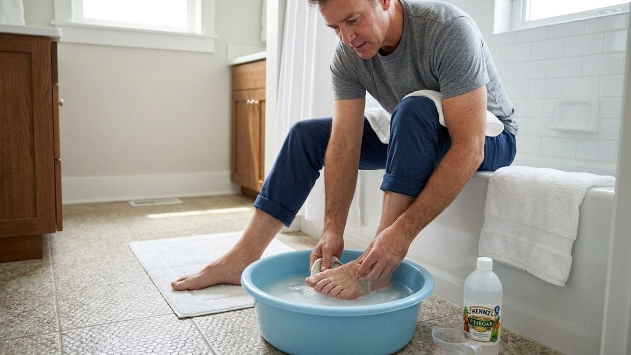 ઈન્ફેક્શન અને ફંગસ સામે રક્ષણ: જો તમે 'એથલીટ ફૂટ' જેવી ફંગલ સમસ્યા અથવા નખના બદલાતા રંગથી પરેશાન હોવ, તો વિનેગરનું એસિડિક તત્વ આ ફંગસને વધતી રોકે છે. તે આંગળીઓ વચ્ચે થતી ખંજવાળ અને લાલાશમાં પણ રાહત આપે છે. આ ઉપરાંત, તે ત્વચા પરના બેક્ટેરિયા માટે પ્રતિકૂળ વાતાવરણ બનાવે છે, જેથી ઈન્ફેક્શન ફેલાવાનું જોખમ ઘટી જાય છે.