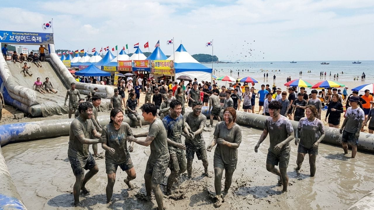 બોર્યોંગ મડ ફેસ્ટિવલ (દક્ષિણ કોરિયા - Boryeong Mud Festival): દક્ષિણ કોરિયાના ડેચોન બીચ પર દર જુલાઈમાં લોકો કાદવમાં કૂદે છે અને રમે છે. શરૂઆતમાં આ ફેસ્ટિવલ સ્કીનકેર પ્રોડક્ટ્સના પ્રચાર માટે હતો, પણ આજે તે હોળી જેવો જ મસ્તીભર્યો સામુદાયિક ઉત્સવ બની ગયો છે.