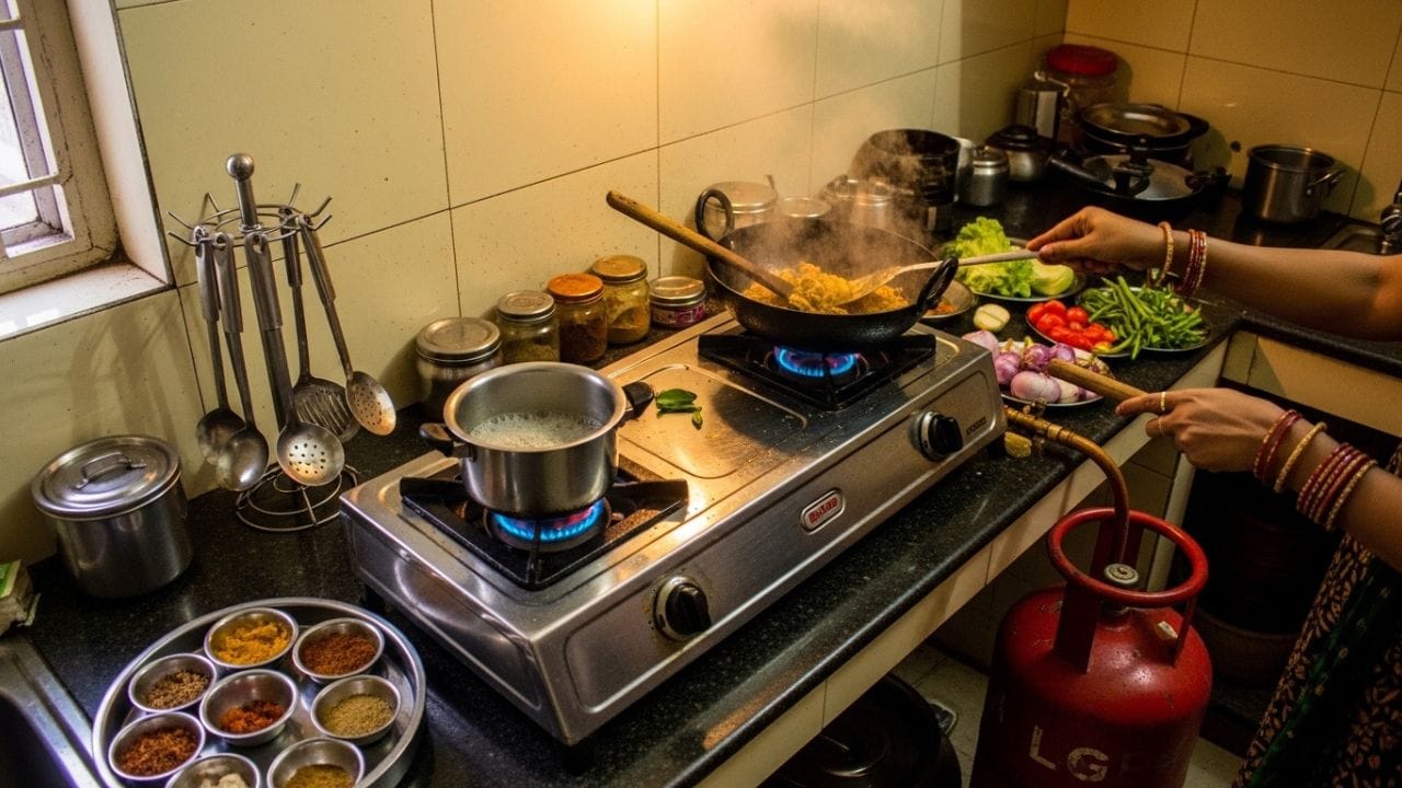 ભારતમાં LPG ગેસનો પ્રવેશ લગભગ 1950ના દાયકામાં શરૂ થયો હતો. શરૂઆતમાં ગેસ સિલિન્ડરનો ઉપયોગ માત્ર મર્યાદિત વિસ્તારોમાં અને થોડા લોકો સુધી જ સીમિત હતો. લોકો માટે તે સમયની દ્રષ્ટિએ આ એક નવી અને આધુનિક સુવિધા હતી. (Image Credit Source: AI)