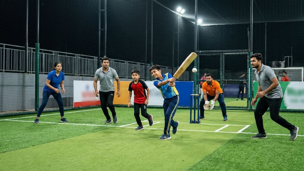 આ વ્યવસાયમાં સૌથી મહત્વનું રોકાણ ઉચ્ચ ગુણવત્તાના આર્ટિફિશિયલ ગ્રાસ (Turf) પર કરવામાં આવે છે. સામાન્ય રીતે 25mm થી 40mm ની જાડાઈ ધરાવતું ઘાસ લગાવવામાં આવે છે, જે નરમ હોય છે અને ખેલાડીઓને ઈજા થવાનું જોખમ ઘટાડે છે. આ ઘાસની નીચે યોગ્ય લેવલિંગ કરીને બેઝ તૈયાર કરવામાં આવે છે, જેથી વરસાદનું પાણી ભરાઈ ન રહે. મેદાનની ચારેય બાજુ અને ઉપરના ભાગે 20 થી 25 ફૂટની ઊંચાઈ સુધી મજબૂત નેટ લગાવવી જરૂરી છે, જેથી બોલ બહાર ન જાય અને રમત સતત ચાલુ રહી શકે.