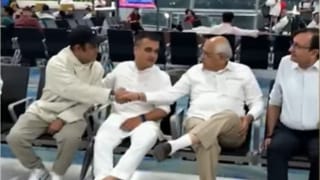 અમદાવાદના એરપોર્ટ પર CM ભૂપેન્દ્ર પટેલ અને નાયબ મુખ્યપ્રધાન હર્ષ સંઘવીનો હળવો અંદાજ કેમેરામાં કેદ થયો , જુઓ વીડિયો