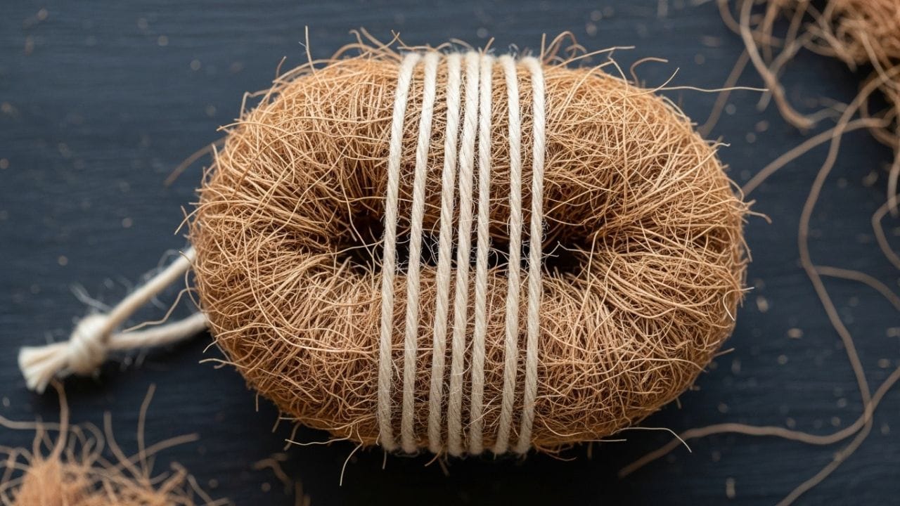 સૂકા રેસાને હાથથી ગોળ કે ચોરસ આકાર આપો અને વચ્ચે દોરો અથવા પાતળા તારથી બાંધી દો, જેથી તે છૂટા ન પડે. જરૂર હોય તો વધુ મજબૂતી માટે અંદર થોડા વધારાના રેસા ઉમેરો. આ રીતે તમારું ઘરેલું સ્ક્રબર તૈયાર થઈ જાય છે, જે સ્ટીલના વાસણો, તવા અને પેનને સહેલાઈથી સાફ કરી શકે છે. ( Credits: AI Generated )