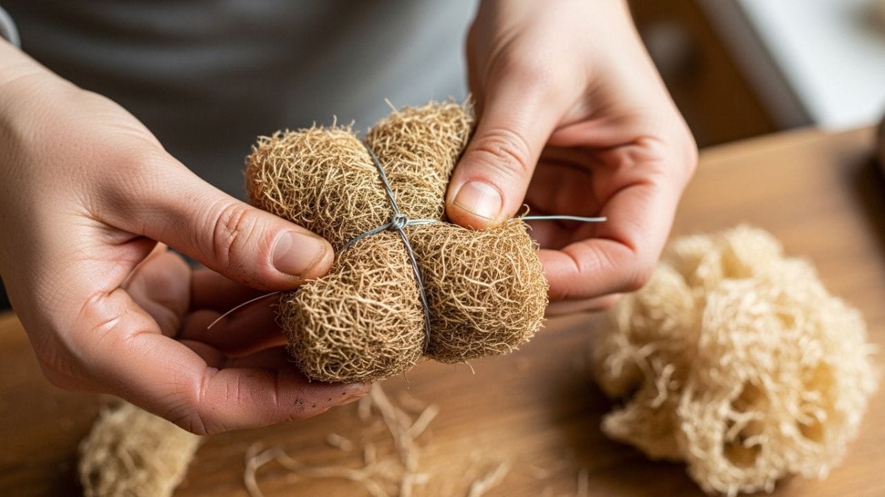 સ્ક્રબર બનાવવા માટે તમને ફક્ત સૂકા નારિયેળના રેસા અને બાંધવા માટે દોરો અથવા પાતળો તાર જોઈએ. આ સામગ્રી સહેલાઈથી ઘરે મળી જાય છે, એટલે આ એક સરળ અને ખર્ચ વગરનો ઉપાય છે. ( Credits: AI Generated )