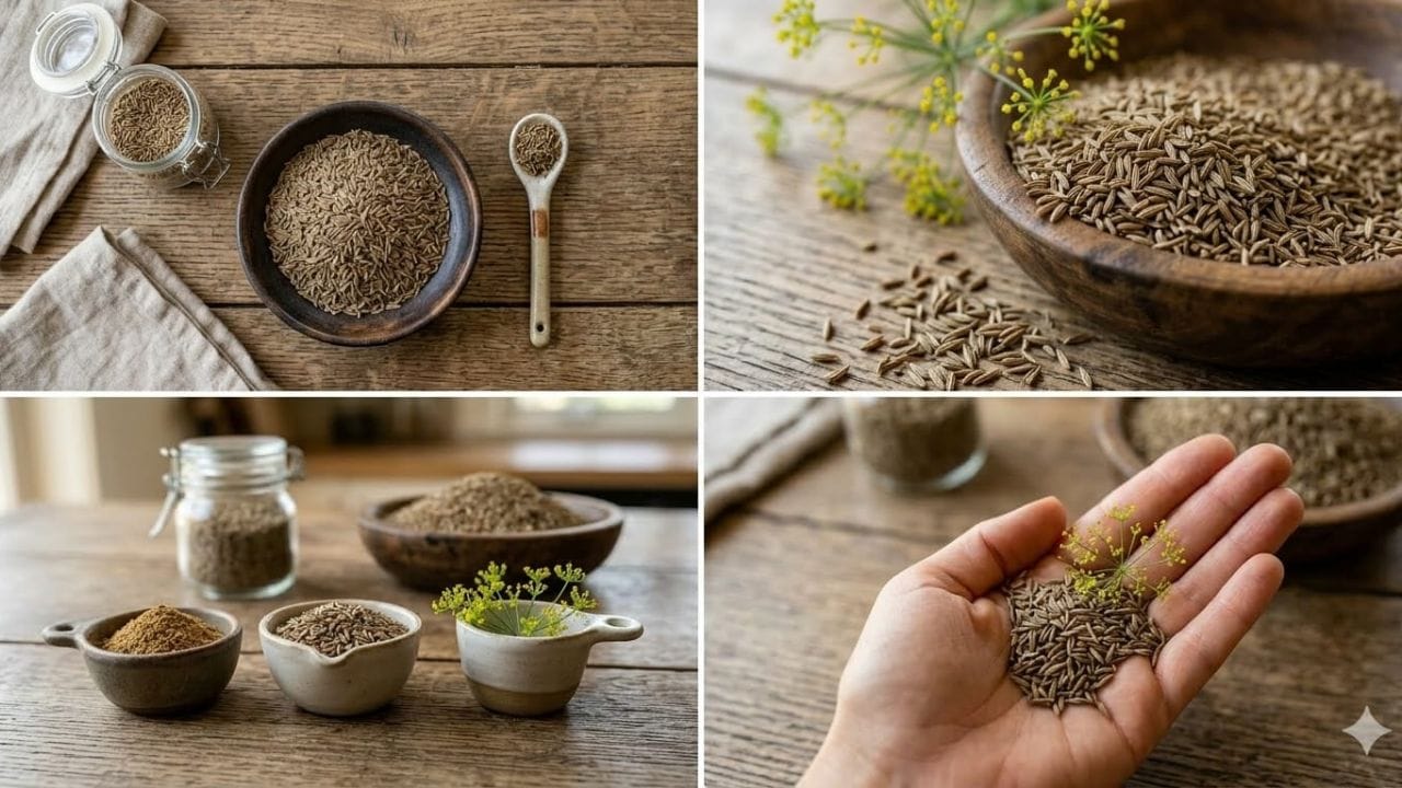 જીરુ (Cumin Seeds): શેકેલું જીરુ અથવા જીરું પાણી પાચન માટે ખૂબ સારું છે. તે પેટમાં એન્ઝાઇમ્સની ક્રિયા વધારીને ખોરાક સરળતાથી પચવામાં મદદ કરે છે. (Photo-Google Gemini, AI Generated)