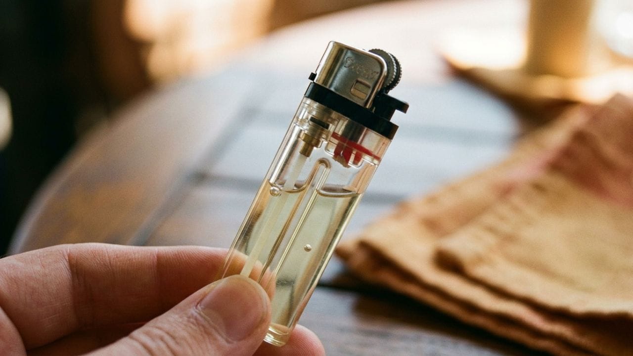 લાઇટરમાં જે કેન દ્વારા ગેસ ભરવામાં આવે છે, તે કયો ગેસ છે, તે 'બ્યુટેન ગેસ' છે. એવો દાવો કરવામાં આવે છે કે, બ્યુટેન એક હાઇડ્રોકાર્બન છે અને તે અત્યંત જ્વલનશીલ, રંગહીન, ગંધહીન અને સરળતાથી પ્રવાહીમાં રૂપાંતરિત થઈ શકે તેવો ગેસ છે. તેનો ઉપયોગ સામાન્ય રીતે સિગારેટ લાઇટર અને પોર્ટેબલ સ્ટવ માટે ઇંધણ તરીકે, એરોસોલમાં પ્રોપેલન્ટ તરીકે, હીટિંગ ફ્યુઅલ તરીકે, રેફ્રિજન્ટ તરીકે અને વિવિધ પ્રકારની પ્રોડક્ટ્સના ઉત્પાદનમાં કરવામાં આવે છે.