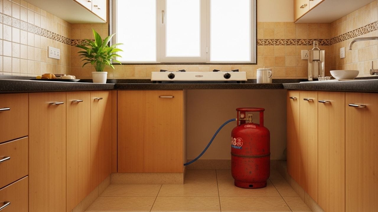 વાસ્તુ શાસ્ત્ર રસોડા માટે ચોક્કસ માર્ગદર્શિકા દર્શાવે છે; આ સિદ્ધાંતોનું પાલન કરવાથી પરિવારમાં સુખ અને સમૃદ્ધિ વધે છે તેવું માનવામાં આવે છે. ત્યારે ઘરમાં ગેસ સિલિન્ડર અને ચૂલા જેવી વસ્તુઓ કઈ દિશામાં મુકવી યોગ્ય માનવામાં આવે છે. (ફોટો ક્રેડિટ-AI Image)