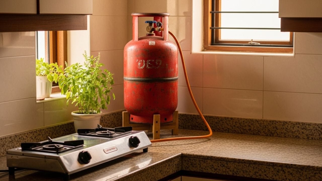 ગેસ સિલિન્ડર અગ્નિ તત્વનું પ્રતીક છે. વાસ્તુ શાસ્ત્ર અનુસાર, અગ્નિ તત્વ સાથે સંકળાયેલી બધી વસ્તુઓ દક્ષિણ-પૂર્વ દિશામાં રાખવી શુભ માનવામાં આવે છે. આમ કરવાથી ઘરની અંદર ઉર્જા સંતુલન જાળવવામાં મદદ મળે છે અને સમૃદ્ધિ આકર્ષાય છે. જો કે, જો તમારા માટે આ ચોક્કસ દિશામાં ગેસ સિલિન્ડર મૂકવું શક્ય ન હોય, તો તમે તેને પૂર્વમાં પણ મૂકી શકો છો. (ફોટો ક્રેડિટ-AI Image)