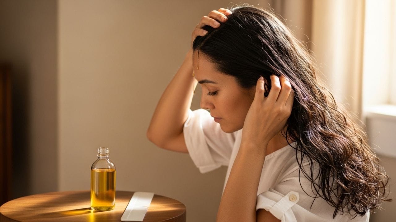 જો તમે તમારા વાળને મજબૂત અને જાડા બનાવવા માંગતા હો, તો તમે નારિયેળ, બદામ, આમળા અથવા બ્રાહ્મી તેલનો ઉપયોગ કરી શકો છો. તેલને થોડું ગરમ ​​કરો અને તમારી આંગળીઓના ટેરવે તમારા માથાની ચામડી પર હળવા હાથે માલિશ કરો. અઠવાડિયામાં 2-3 વખત આ કરવાથી વાળનો વિકાસ સુધરે છે અને સ્પ્લિટ એન્ડ્સની સમસ્યા ઓછી થાય છે. વધુમાં, સંતુલિત આહાર, પૂરતું પાણી પીવું અને તણાવ ટાળવો પણ વાળના સ્વાસ્થ્ય માટે જરૂરી છે. યોગ્ય ટેવો અપનાવીને, તમે તમારા વાળને લાંબા સમય સુધી સ્વસ્થ અને મજબૂત રાખી શકો છો.  (ફોટો ક્રેડિટ-whisk AI)