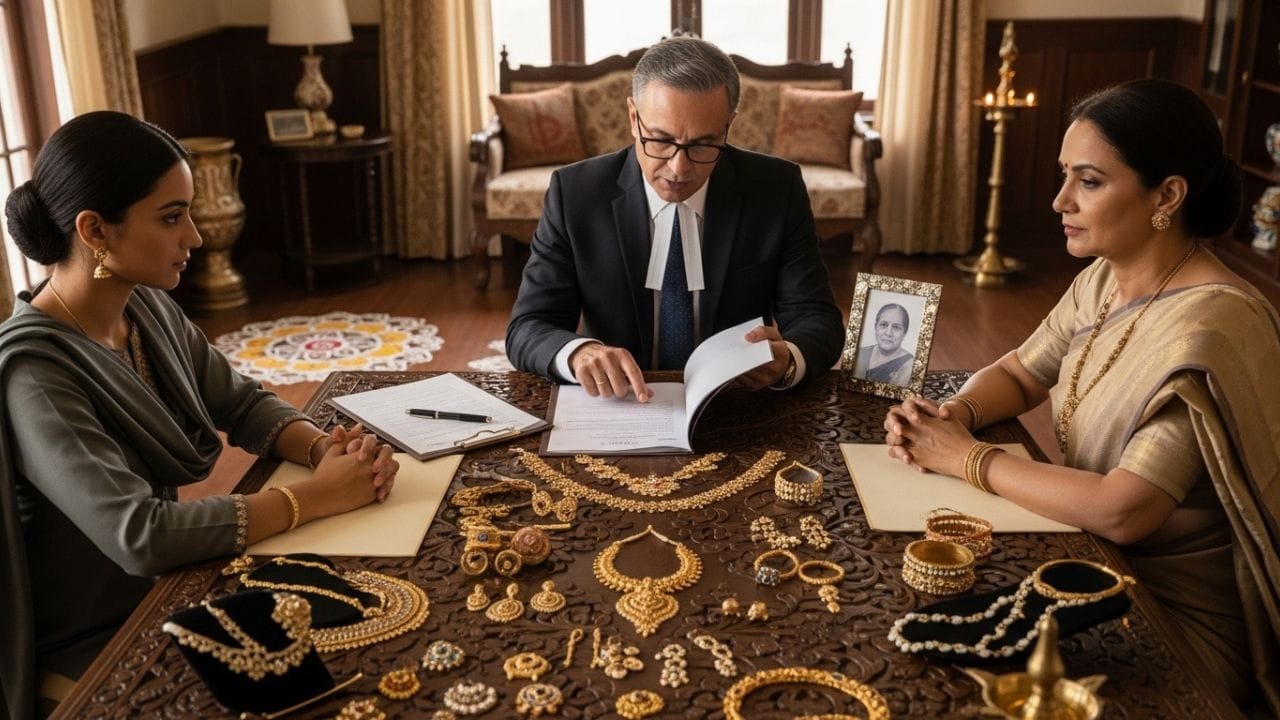 વહુને ઘરેણાં પર સીધો હક ત્યારે જ મળે છે જ્યારે તે તેના પતિ (સાસુના પુત્ર) મારફતે હિસ્સો મેળવે છે. એટલે કે, જો સાસુના પુત્રને તેની માતાની સંપત્તિમાંથી હિસ્સો મળે છે, તો તે હિસ્સો તેના પરિવાર સાથે વહેંચી શકે છે, જેમાં તેની પત્નીનો પણ સમાવેશ થાય છે.
