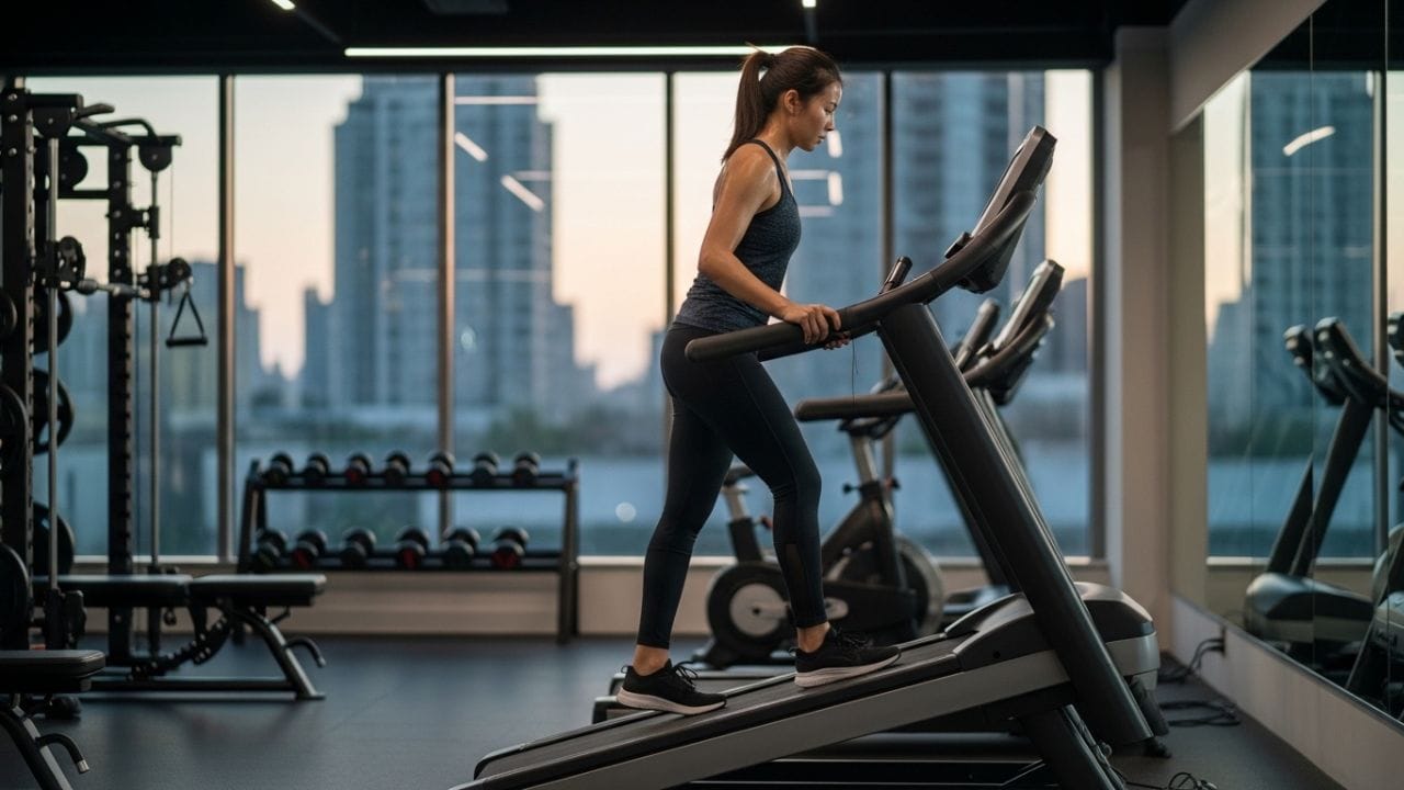 ઇંકલાઈન ટ્રેડમિલ વોક વજન ઘટાડવા માટે ખૂબ અસરકારક માનવામાં આવે છે. સામાન્ય ફ્લેટ વોક વોર્મઅપ માટે સારી છે, પરંતુ જો શરીરમાં જમા થયેલી ચરબી ઘટાડવી હોય તો ટ્રેડમિલને ઢાળ પર સેટ કરીને ચાલવું વધુ ફાયદાકારક બને છે. આ રીતે ચાલવાથી વધારે કેલરી બર્ન થાય છે અને વજન ઝડપથી ઘટાડવામાં મદદ મળે છે. ( Credits: AI Generated )