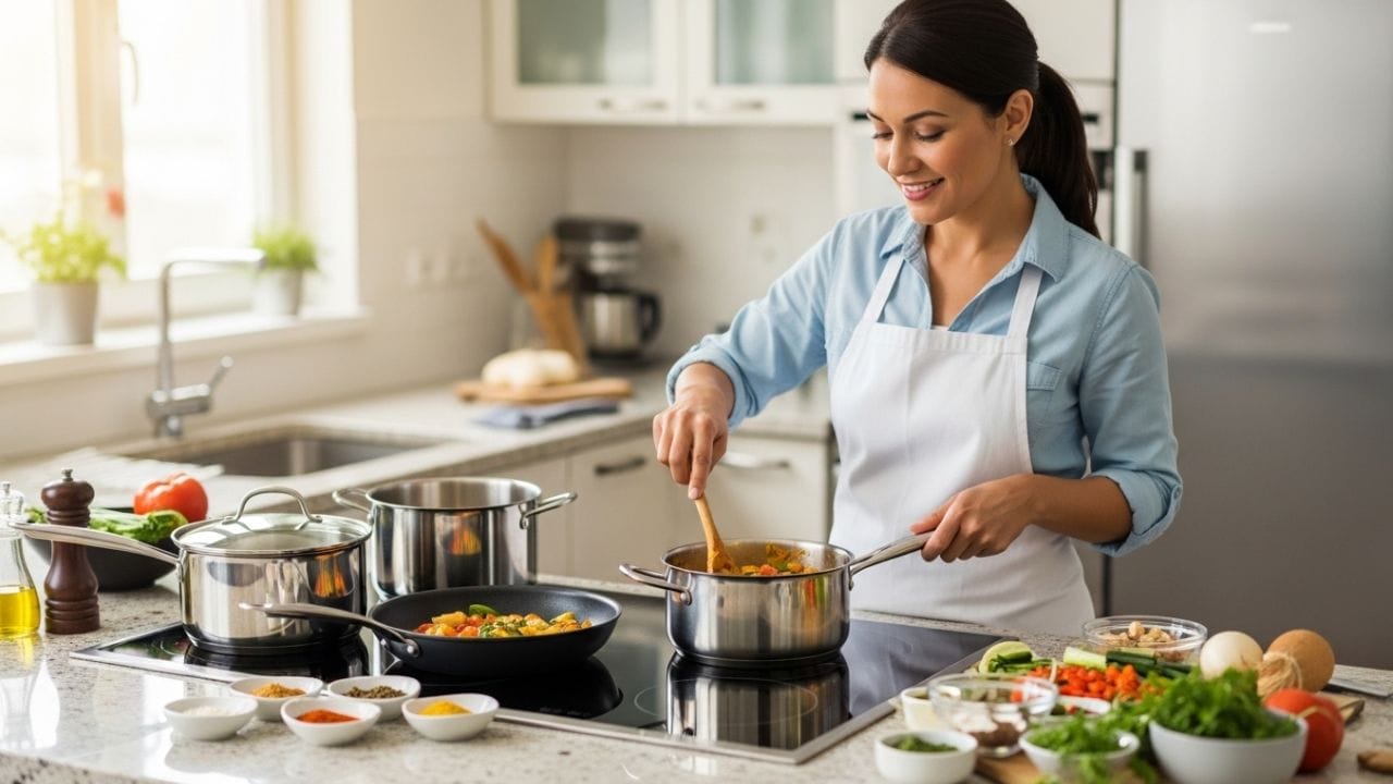  ઇન્ડક્શન કુકટોપના ફાયદા: તેના પર ખોરાક ઝડપથી રાંધાય છે. ગેસ સ્ટોવથી વિપરીત, તે ચલાવવામાં સરળ અને સાફ છે. વીજળી પુરવઠો હોય તો તેનો ઉપયોગ કોઈપણ સમયે કરી શકાય છે. આ જ કારણોસર, ઘણા પરિવારો હવે તેમના ગેસ સ્ટોવની સાથે ઇન્ડક્શન કુકટોપને તેમના રસોડાના અભિન્ન ભાગ બનાવી રહ્યા છે. (ફોટો ક્રેડિટ-Whisk ai image)