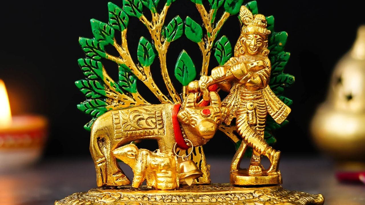 હિન્દુ ધર્મમાં ગાયને પવિત્ર માનવામાં આવે છે. વાસ્તુ શાસ્ત્ર અનુસાર ઘરમાં ગાયની મૂર્તિ રાખવાથી આસપાસના વાતાવરણ પર સકારાત્મક અસર પડે છે. એવું માનવામાં આવે છે કે ગાય શુક્ર ગ્રહનું પ્રતીક છે, અને વાછરડાને પ્રેમ અને માતૃત્વનું પ્રતીક માનવામાં આવે છે. 
