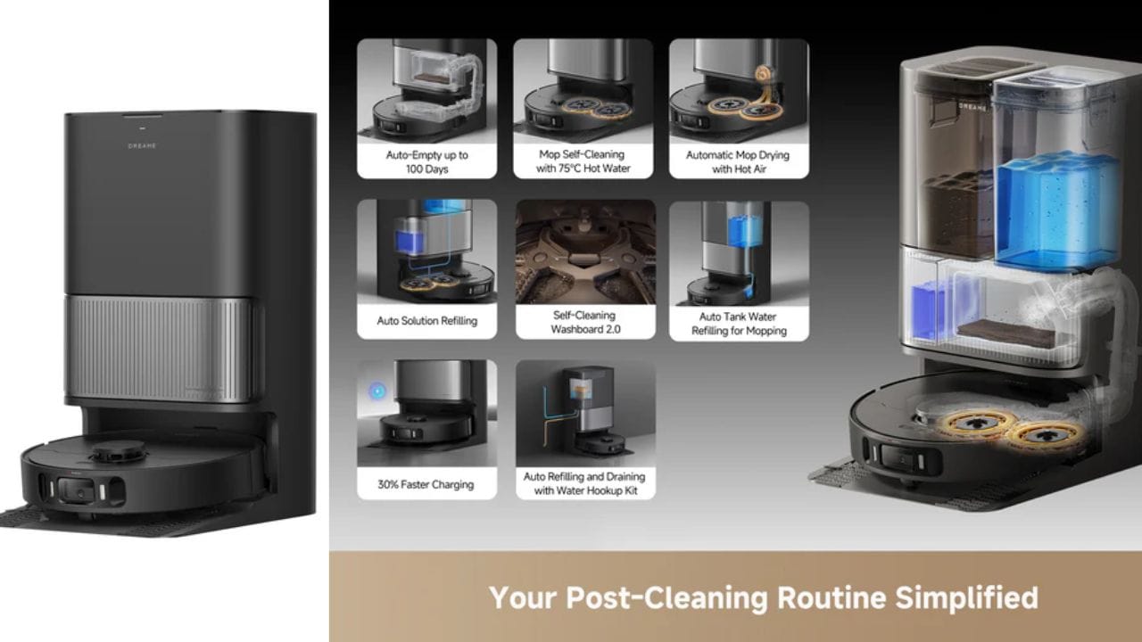 Dreame L40 Ultra AE: 19,000Pa ની પ્રચંડ શક્તિ: આ મોડલ કંપનીનું સૌથી એડવાન્સ મશીન છે, જેની ખાસિયતો તમને ચોંકાવી દેશે: (01) સુપર સક્શન: 19,000Pa ની પાવરફુલ સક્શન ક્ષમતા ધૂળ, વાળ અને ઝીણામાં ઝીણો કચરો ખેંચી લે છે. (02) રોબોસ્વિંગ ટેકનોલોજી: આ રોબોટ દિવાલોના ખૂણા અને ફર્નિચરની નીચે સુધી પહોંચીને સફાઈ કરે છે.