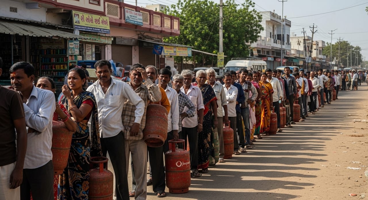 Breaking News: મિડલ ઈસ્ટ યુદ્ધની અસર ગુજરાતમાં! અમદાવાદ સહિત શહેરોમાં LPG સિલિન્ડર માટે લાંબી કતારો, સપ્લાય ઘટતાં લોકોમાં ચિંતા Breaking News: મિડલ ઈસ્ટ યુદ્ધની અસર ગુજરાતમાં! અમદાવાદ સહિત શહેરોમાં LPG સિલિન્ડર માટે લાંબી કતારો, સપ્લાય ઘટતાં લોકોમાં ચિંતા