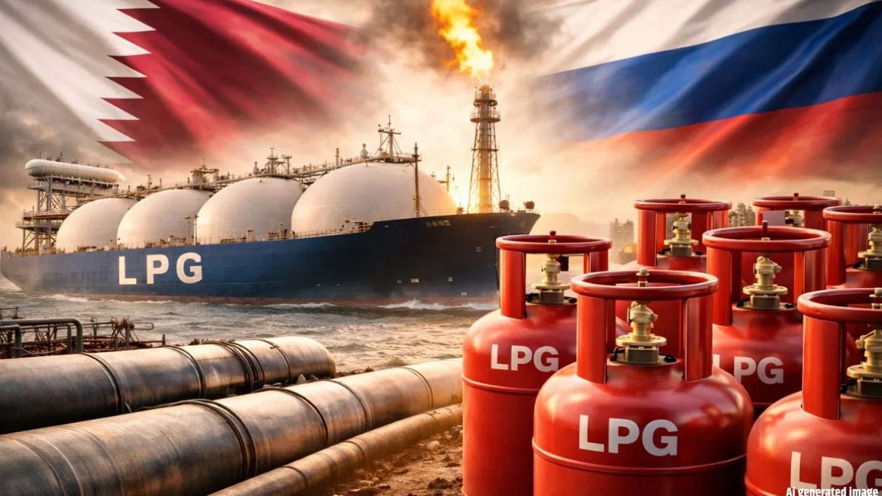 અમેરિકા અને ઇઝરાયલ દ્વારા ઈરાન પર તાજેતરના હુમલાઓએ વૈશ્વિક બજારમાં એક નવો ઉથલપાથલ ઉભી કરી છે. આ ભૂરાજકીય તણાવે LPG સપ્લાય ચેઇનને પણ અસર કરી છે. ભારતના અનેક શહેરોમાંથી રસોઈ ગેસ સિલિન્ડર, ખાસ કરીને કોમર્શિયલ સિલિન્ડરોની અછતના અહેવાલો સામે આવ્યા છે. આ પરિસ્થિતિ દરેક પરિવાર માટે ચિંતાનો વિષય છે. તેથી, હજારો કિલોમીટર દૂર ફેલાયેલું આ યુદ્ધ આપણા રસોડાને કેવી રીતે અસર કરી રહ્યું છે તે સમજવું મહત્વપૂર્ણ બની ગયું છે. (ફોટો ક્રેડિટ-AI)