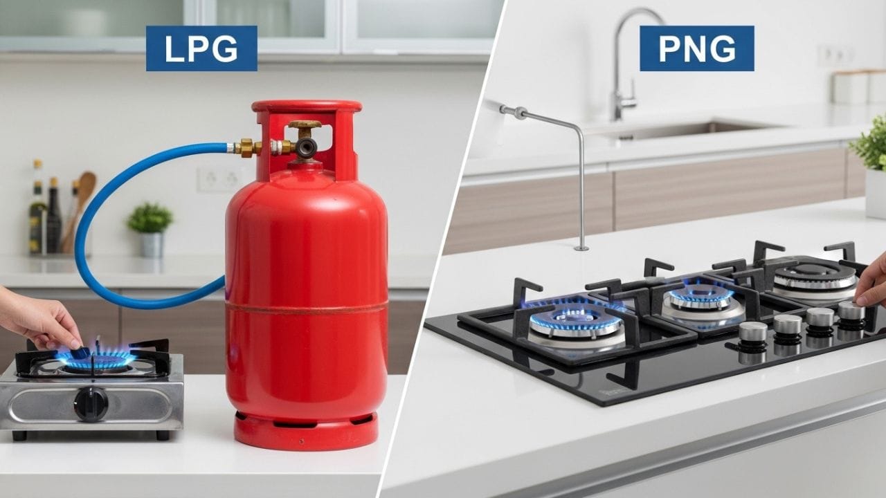 પાઇપલાઇન ગેસ (PNG) મીટર દ્વારા માપવામાં આવે છે અને તેનું બિલ વપરાશ મુજબ આવે છે. ઘણા શહેરોમાં તેની કિંમત સામાન્ય રીતે પ્રતિ યુનિટ લગભગ 40 થી 60 રૂપિયા જેટલી હોય છે. ( Credits: AI Generated )