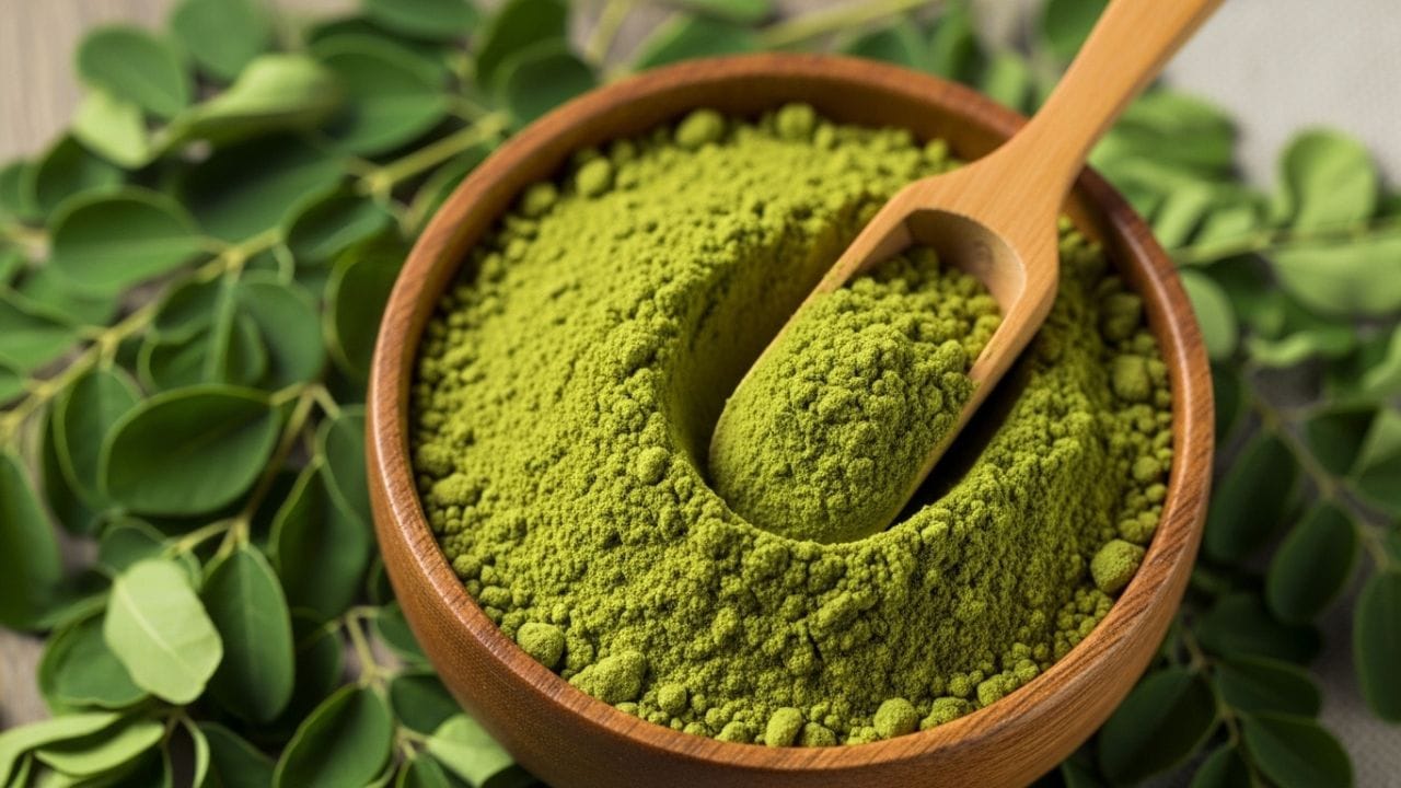 મોરિંગામાં એન્ટીઑકિસડન્ટ તત્વો હોય છે, જે શરીરને પ્રદૂષણ અને તણાવના નુકસાનથી બચાવે છે. તે તરત અસર કરતું નથી, પરંતુ નિયમિત સેવનથી અંદરથી શરીરને ધીમે ધીમે મજબૂત બનાવે છે અને થાક ઓછો કરવામાં મદદ કરે છે. ( Credits: AI Generated )