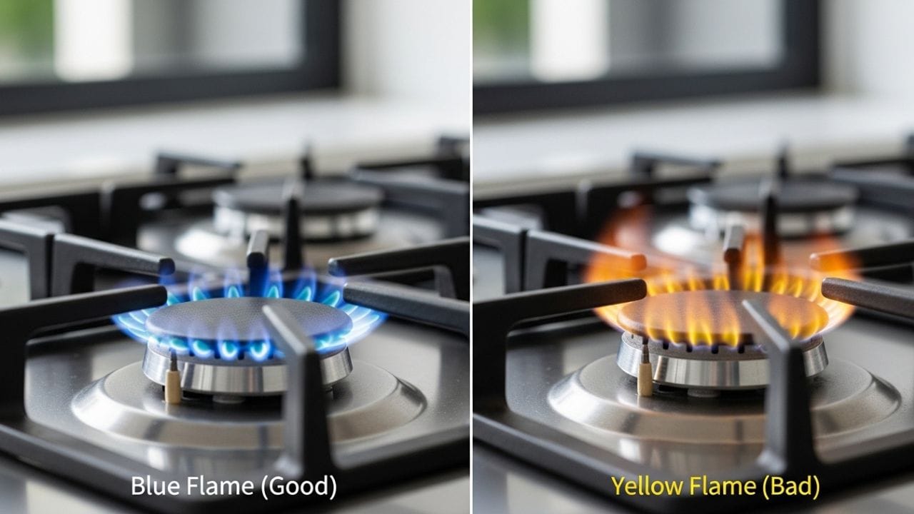 પીળી જ્યોતને વાદળી અને તેજસ્વી બનાવવા માટે મિકેનિક બોલાવવાની જરૂર નથી, તમે ઘરે જ સરળ પગલાંથી ગેસ સેટિંગ્સ ઠીક કરી શકો છો. પહેલા, ગેસની સપ્લાય બંધ કરો અને સ્ટોવને ઠંડુ થવા દો. ત્યારબાદ, જૂના ટૂથબ્રશ અથવા પાતળા પિનની મદદથી બર્નરના બધા છિદ્રો સાફ કરો. સ્ટવની નીચે સ્થિત હવા શટરને ધીમે ફેરવીને યોગ્ય હવા પ્રવાહ સુનિશ્ચિત કરો. બર્નર સાફ કર્યા પછી તેને ગેસ સ્ટવ પર પાછું મૂકતા પહેલા સંપૂર્ણપણે સૂકવી લો અને તેને તેની જગ્યાએ સીધું ગોઠવો, જેથી ગેસનું દબાણ અને જ્યોત સમાન અને નિયમિત રહે. ( Credits: AI Generated )